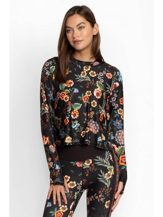Johnny Was Tops - Johnny Was Active Ardell Mock Neck Step Hem Tee Floral Top Size Small